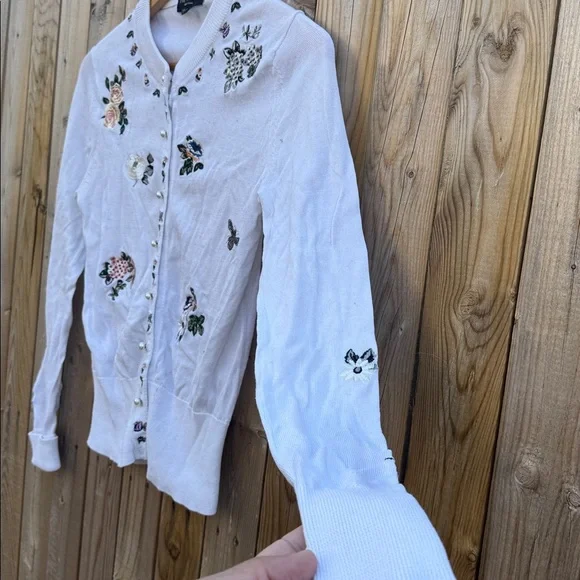 rag & bone White Knit embroidered cardigan - Picture 6 of 7